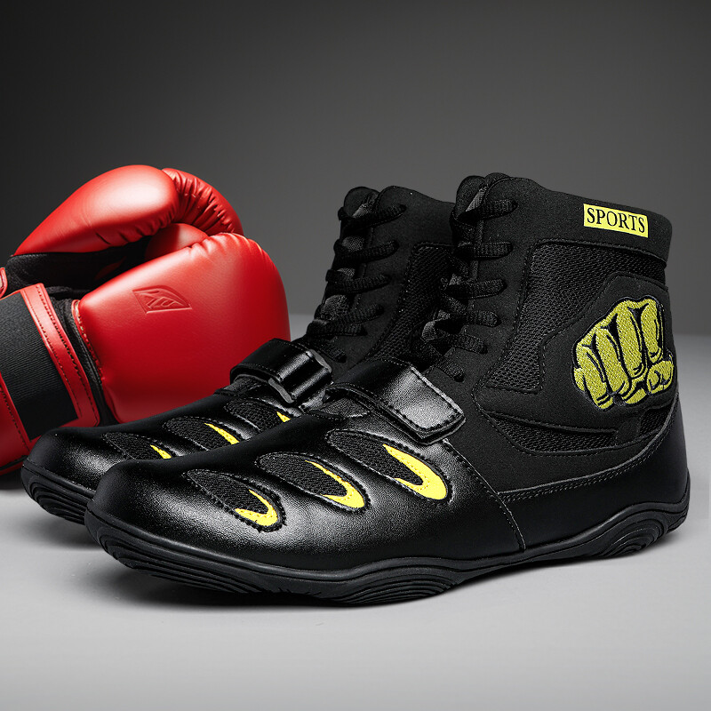 Pánske profesionálne boxerské topánky so stredným strihom, priedušné, protišmykové, so čipkou, sandále, zápasnícke topánky, študentské bojové tréningové topánky