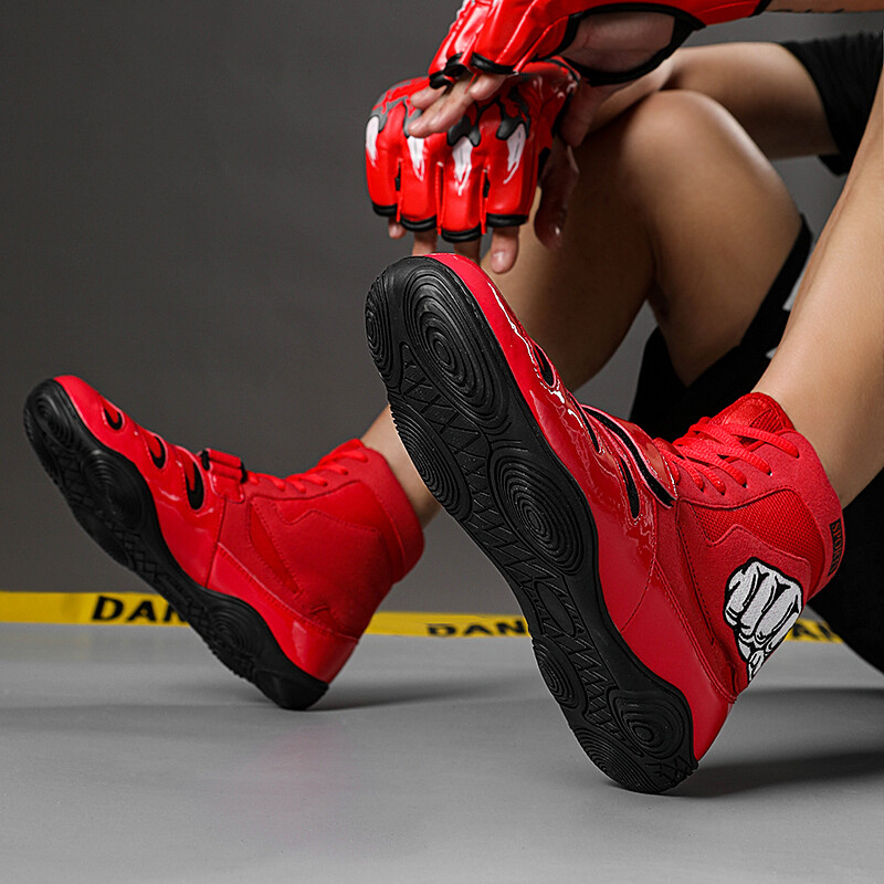 Pánske profesionálne boxerské topánky so stredným strihom, priedušné, protišmykové, so čipkou, sandále, zápasnícke topánky, študentské bojové tréningové topánky