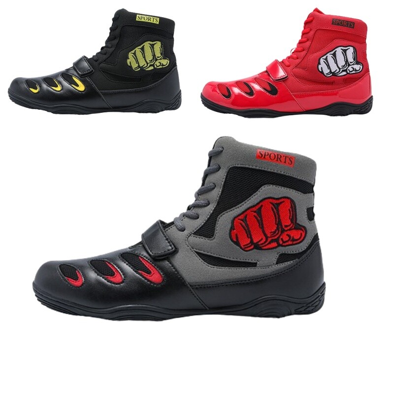 Pánske profesionálne boxerské topánky so stredným strihom, priedušné, protišmykové, so čipkou, sandále, zápasnícke topánky, študentské bojové tréningové topánky