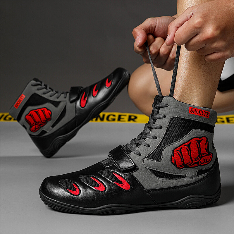 Pánske profesionálne boxerské topánky so stredným strihom, priedušné, protišmykové, so čipkou, sandále, zápasnícke topánky, študentské bojové tréningové topánky