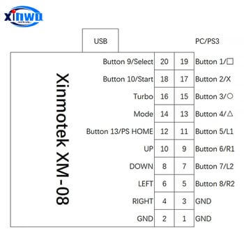 XM08 Xinmotek One Player Ps3 PC Raspberry Pi Android USB Encoder Board DIY Zero Delay Arcade Game Joystick Button Controller