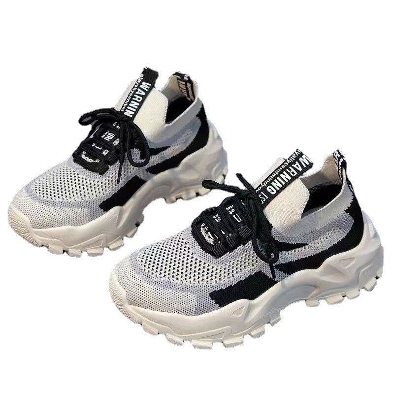 Jauni vasaras sieviešu apavi basām kājām Flyknit elpojoši sporta apavi Vienkārši un ērti tūrisma apavi ar biezu zoli
