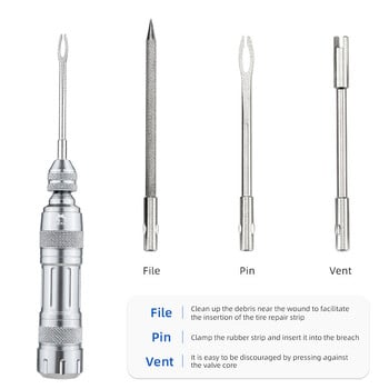 Комплект за ремонт на безкамерни гуми за велосипеди Преносими гуми за спешна бормашина Гумени ленти Уплътнител за пробиване на гуми Комплект за ремонт Инструменти за ремонт на велосипеди