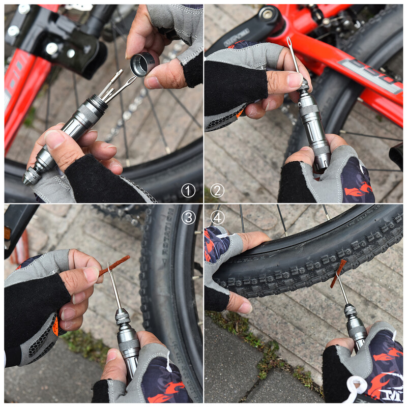 Dviračių bekamerės padangos remonto rinkinys Padanga Nešiojama skubi gręžimo gumos juostelės Padangų pradūrimo sandariklio taisymo rinkinys Dviračių remonto įrankiai