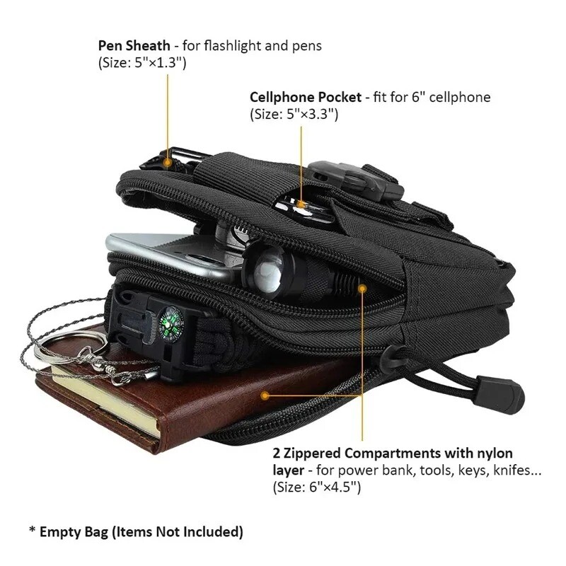 Taktiskais Molle vidukļa somiņa āra medības kempings vīriešiem EDC instrumentu soma Lietderības sīkrīku organizators Vestes komplekts somiņa mobilā tālruņa futrālis