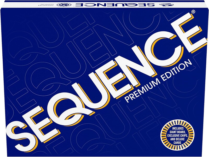 Sequence Premium Edition — izsmalcināts komplekts ar milzu šķīvi (51,4 x 66,7 cm), Goliath ekskluzīviem mikroshēmām un luksusa karti, zilā krāsā, suita