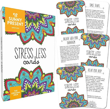 Sunny Present Stress Less Cards - Помага за облекчаване на стреса и безпокойството Коледа Хелоуин подаръци за Деня на благодарността