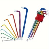 9-dielna súprava dlhých imbusových kľúčov, metrických a štandardných. Sada imbusových kľúčov. Imbusový kľúč s guľovou hlavou, metrický, 1,5 až 10 mm.