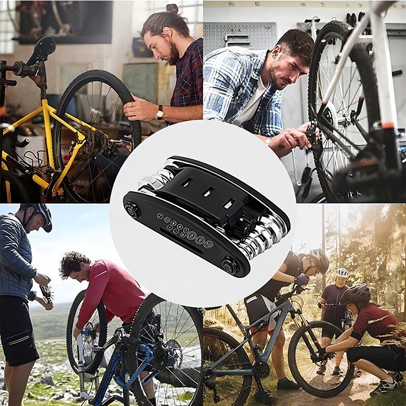 Prijenosna utičnica za brdski bicikl, višenamjenski ključ, višenamjenski alat za bicikl, odvijač, alati za popravak motocikla, 16 u 1