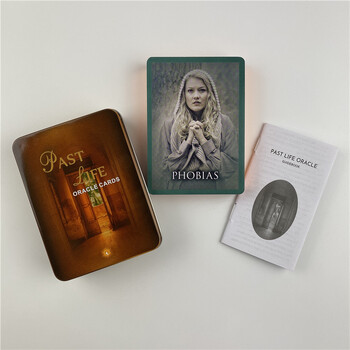 Μεταλλικό κουτί Golden Golded Edition Past Life Oracle Cards Divination Deck With Paper Guidebook English Classical Tarot Επιτραπέζια παιχνίδια