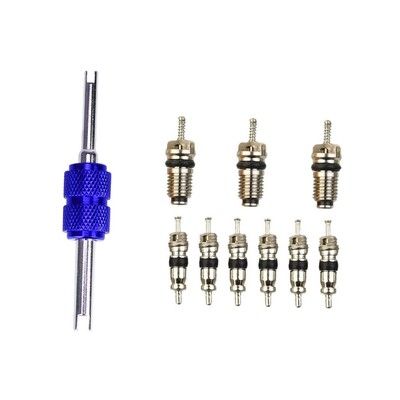 10Pcs/Set Automatski automobilski klimatizacijski sustav Popravak jezgre ventila klima uređaja s ključem Alat za ugradnju vozila