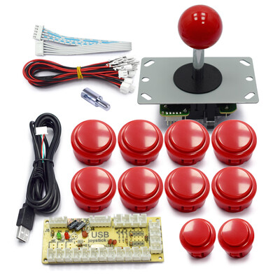 Zero Delay Arcade szekrény barkács készlet nyomógombos másoláshoz SANWA Joystick 1 Player COIN USB PC / Raspberry Pi