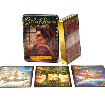 11*6,5 εκ. Επιχρυσωμένο Reverie Lenormand Tarot Deck In A Tin Box Golded Edge for Fortune Telling Game Card 44 τμχ