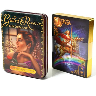 11*6,5 cm pozlaćeni špil tarota Reverie Lenormand u limenoj kutiji s pozlaćenim rubom za igraću kartu za proricanje sudbine 44 komada