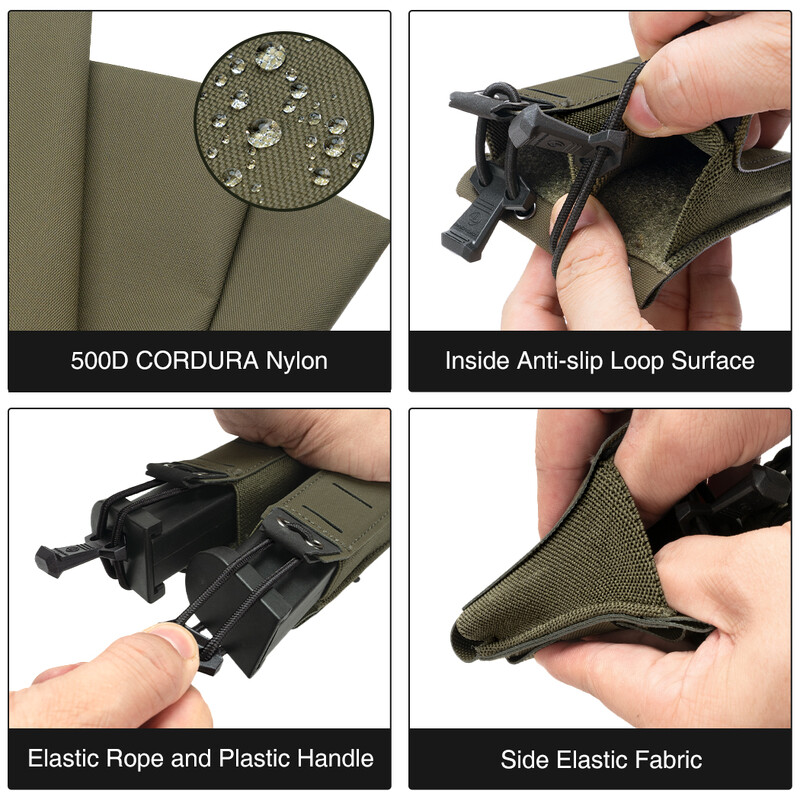TOPTACPRO taktička dvostruka torbica za maglice za 9 mm MOLLE torbica s otvorenim vrhom za brzo izvlačenje, lagana 8526