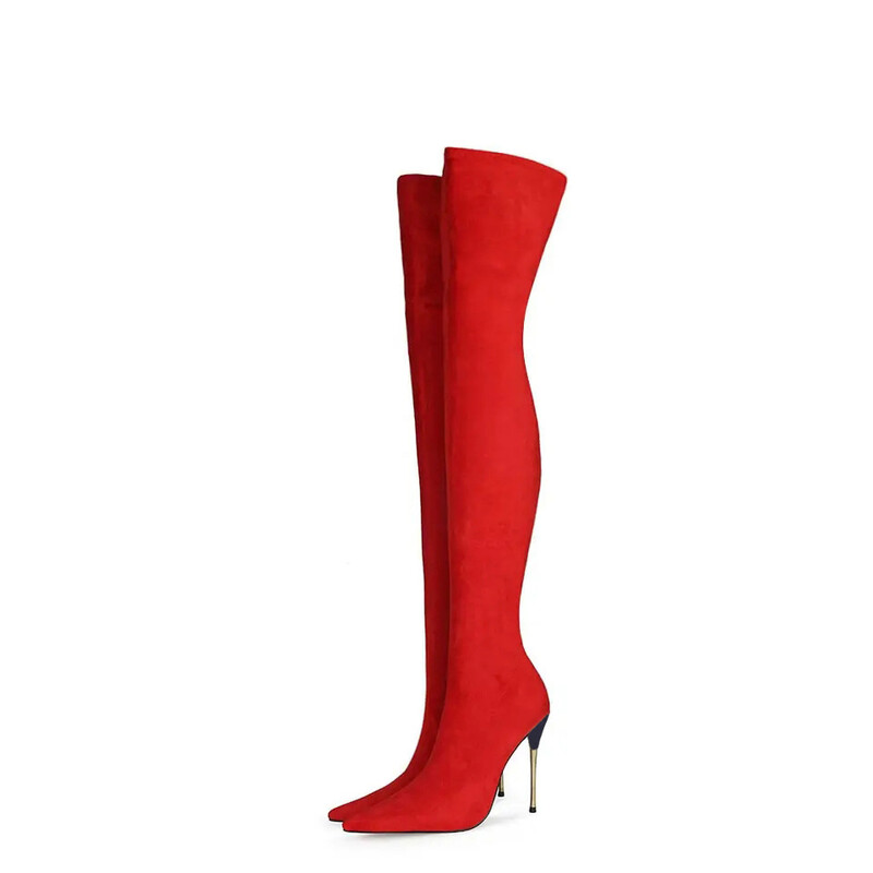  Comerț exterior transfrontalier de toamnă și iarnă cizme de damă sexy periate cizme de damă cu elastic de dimensiuni mari cizme peste genunchi cizme de modă cu vârf ascuțit