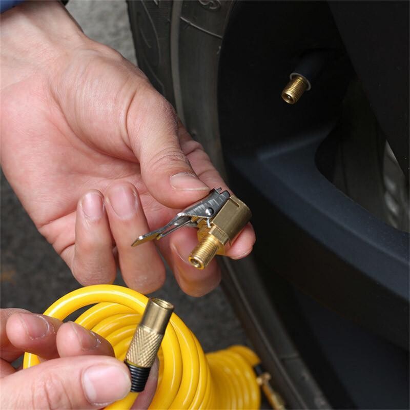 Clemă supapă anvelopei auto 2 în 1 duză din alamă pentru pompă Conector pentru umflator mandrina de aer Adaptor supapă pentru pompă gonflabilă Accesorii pentru anvelope