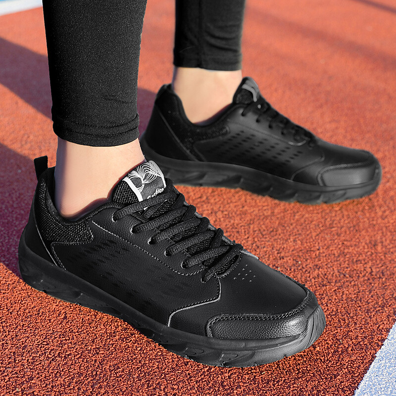 Čierne tenisky pre mužov, vysoko kvalitné ležérne tenisky, jesenné voľnočasové outdoorové protišmykové pánske športové topánky z umelej kože, veľkosť 46
