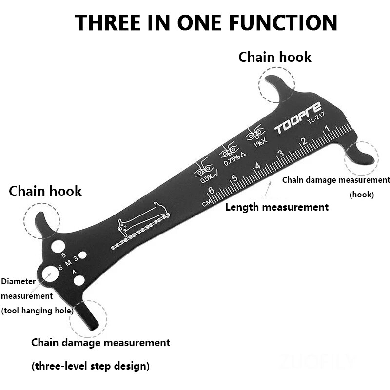 Indikator istrošenosti lanca bicikla Ravnalo Alat za popravak Od nehrđajućeg čelika Planinska cesta Mjerač lanca bicikla Kontrola mjerenja Promjer vijka