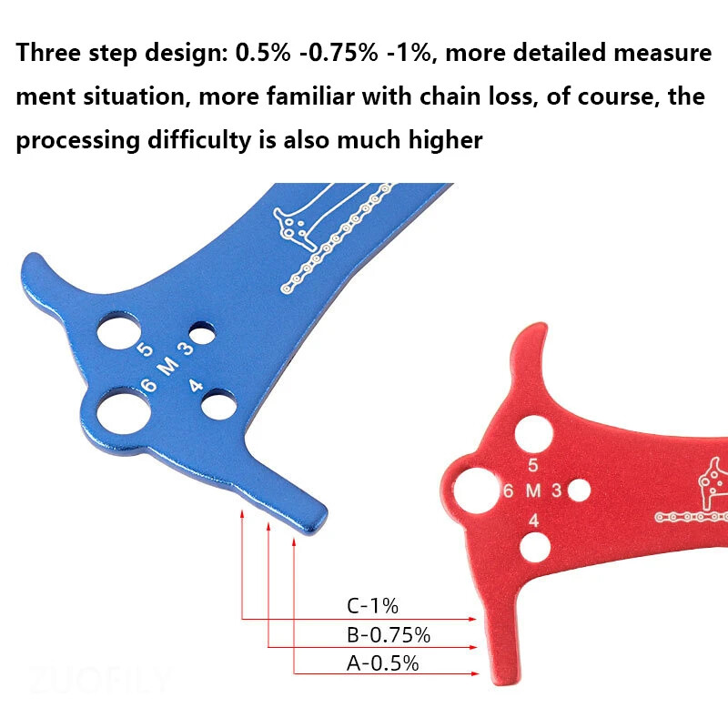 Indikator istrošenosti lanca bicikla Ravnalo Alat za popravak Od nehrđajućeg čelika Planinska cesta Mjerač lanca bicikla Kontrola mjerenja Promjer vijka