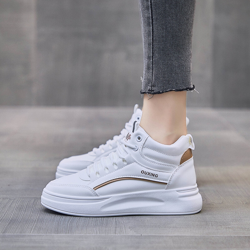 Dámske biele tenisky, športové topánky, dizajnérske topánky na platforme, originálne dámske vysoké topánky, módne ležérne outdoorové topánky na platforme