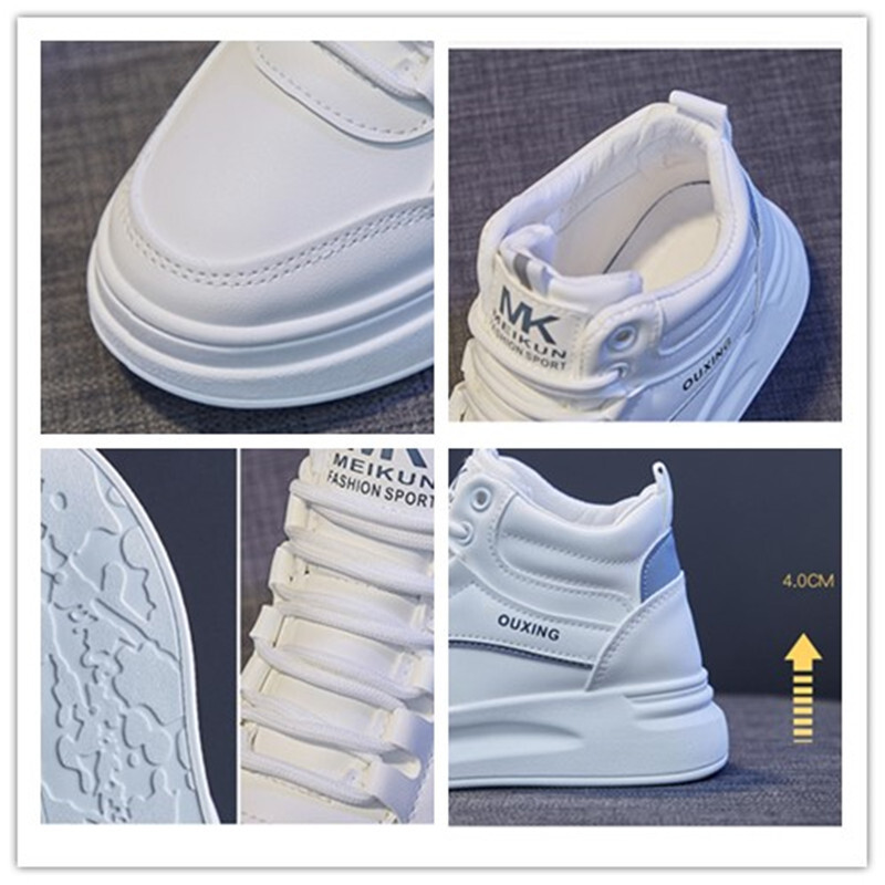 Dámske biele tenisky, športové topánky, dizajnérske topánky na platforme, originálne dámske vysoké topánky, módne ležérne outdoorové topánky na platforme