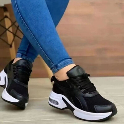 Pantofi de tenis pentru femei de mărime Plus 35-43 pentru pantofi de exterior cu șireturi cu platformă cu pană, pernă de aer pentru femei, pantofi sport de gimnastică, pantofi sport pentru bărbați