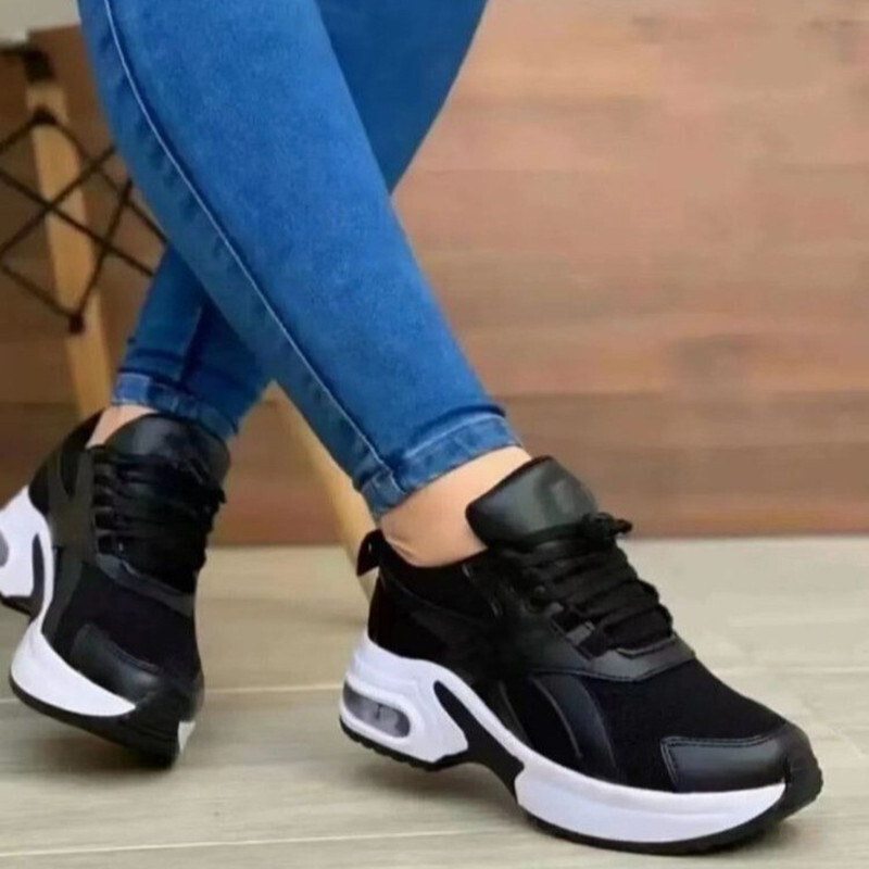 Pantofi de tenis pentru femei de mărime Plus 35-43 pentru pantofi de exterior cu șireturi cu platformă cu pană, pernă de aer pentru femei, pantofi sport de gimnastică, pantofi sport pentru bărbați
