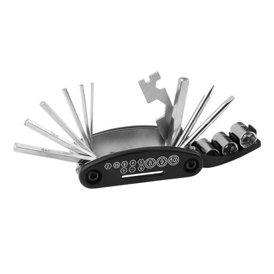 16-u-1 višenamjenski alat za bicikle šesterokutni odvijač nasadni ključ prijenosni sklopivi višenamjenski alat za vlasnike bicikala