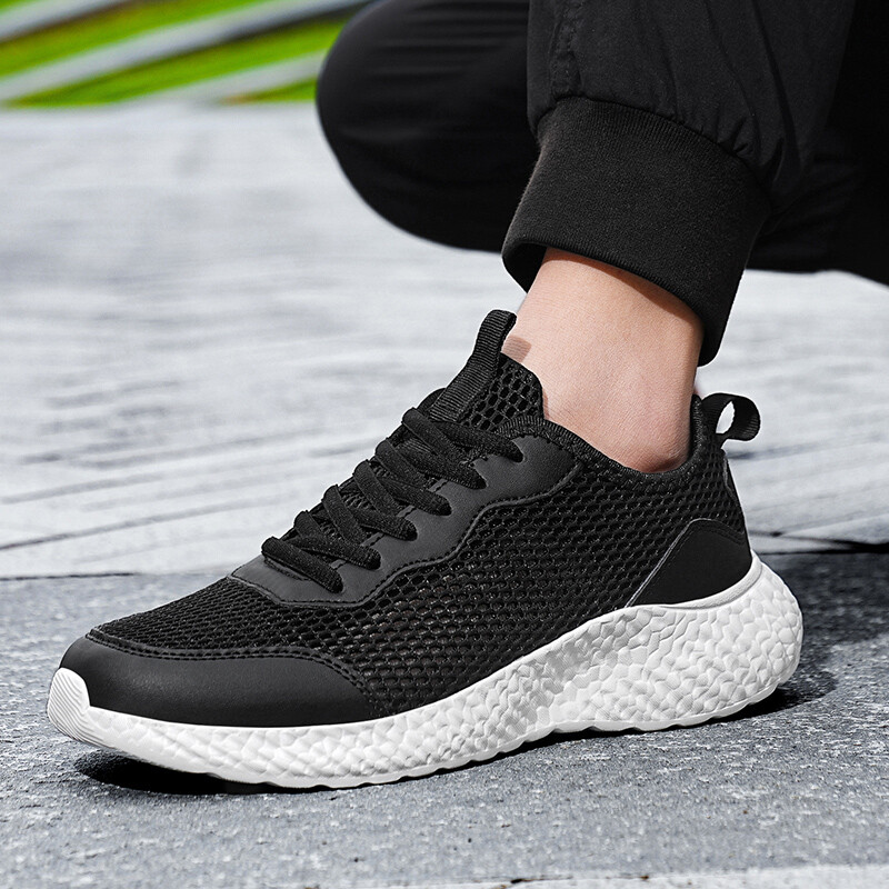 Crne modne muške tenisice za trčanje Tenisice Pletene atletske sportske oštrice s jastukom Tenisice za trčanje Lagana obuća 39-48