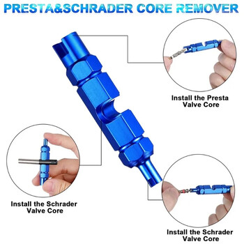 1Pcs Valve Core Remover Tool for Presta, Schrader, Valve Extender Tire Repair, γαλλικό κλειδί για ποδήλατο, αυτοκίνητο, ποδήλατο, ελαστικό μοτοσικλέτας