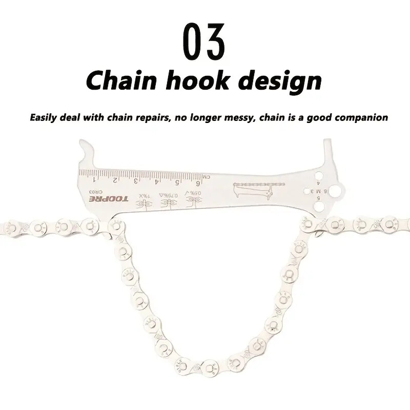 Indikátor opotrebenia reťaze bicykla, nástroj na opravu pravítka z nehrdzavejúcej ocele, meranie priemeru skrutky na meranie reťaze pre horské a cestné bicykle