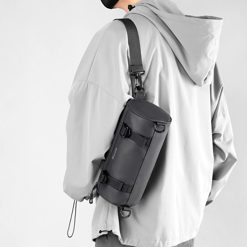 Muška torba preko tijela Najlonski okrugli cilindrični ruksak Ruksak Torba za preko ramena Putna muška remen Bočna torba za prsa