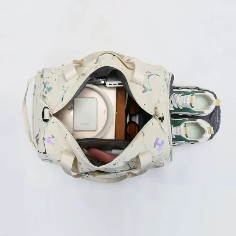 Torba za sportski ples u teretani, joga, za žene, muškarce, ispis slova i grafita, putovanja, fitnes, suha, mokra, vodootporna torba za defliranje preko ramena