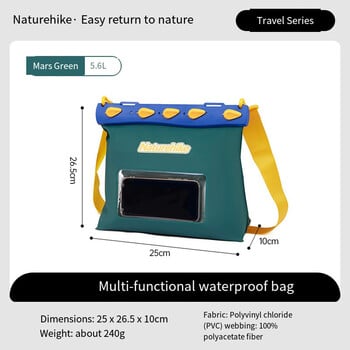 Naturehike Водоустойчива PVC суха чанта 5.6L Плуване Гмуркане Рафтинг Плаващо рамо Открит плаж Спорт Каяк Пътуване Сърф чанта