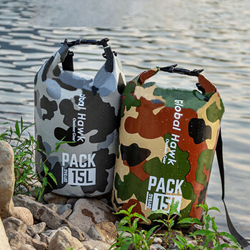 Αδιάβροχη Dry Bag 5L/10L/15L/20L/30L PVC Camouflage Dry Wet Separation Bag for Swimming Kayaking Rafting Boating River Trekking