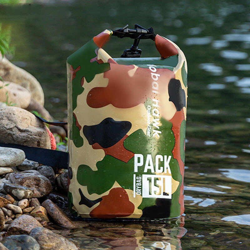 Vodotesné suché vrecko 5 l/10 l/15 l/20 l/30 l z PVC maskovacieho suchého a mokrého separačného vrecka na plávanie, kajakovanie, rafting, člnkovanie, turistiku a rieku