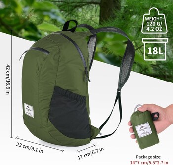 Naturehike σακίδιο πλάτης 22L Εξαιρετικά ελαφρύ εξωτερικό αδιάβροχο πτυσσόμενο σακίδιο πλάτης για άνδρες Γυναικείες τσάντα ώμου πεζοπορίας κατασκήνωσης υψηλής χωρητικότητας