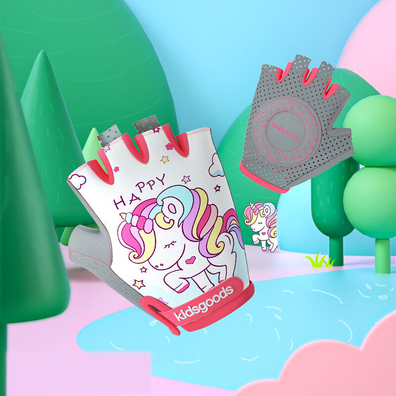 Vaikų sportinės apsauginės pirštinės, dviračių važinėjimas riedučiais, animacinių filmų spausdintos rankenos berniukams, mergaitėms, neslystančios puspirštės pirštinės XG38