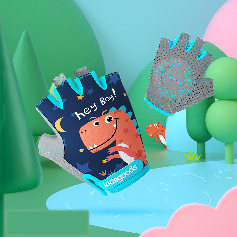 Vaikų sportinės apsauginės pirštinės, dviračių važinėjimas riedučiais, animacinių filmų spausdintos rankenos berniukams, mergaitėms, neslystančios puspirštės pirštinės XG38