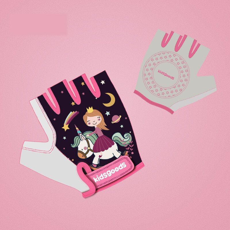 Vaikų sportinės apsauginės pirštinės, dviračių važinėjimas riedučiais, animacinių filmų spausdintos rankenos berniukams, mergaitėms, neslystančios puspirštės pirštinės XG38