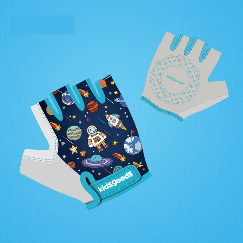 Vaikų sportinės apsauginės pirštinės, dviračių važinėjimas riedučiais, animacinių filmų spausdintos rankenos berniukams, mergaitėms, neslystančios puspirštės pirštinės XG38