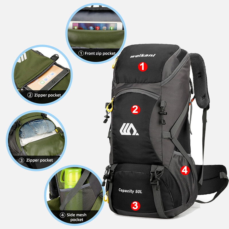 50L ruksak za kampiranje, putna torba za muškarce, veliki ruksak za planinarenje, turistički ruksak, vodootporna torba za sportove na otvorenom, penjanje, planinarenje