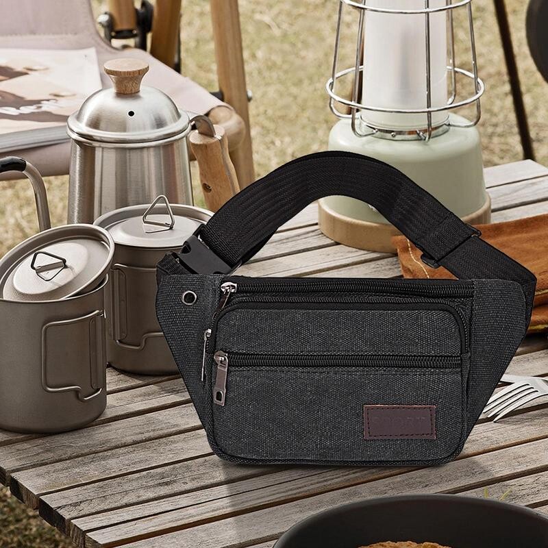 Modne ženske muške torbice oko struka s više džepova, torbica za bedrene torbe, torbica, platnene torbe za pojas, ležerni novčanik