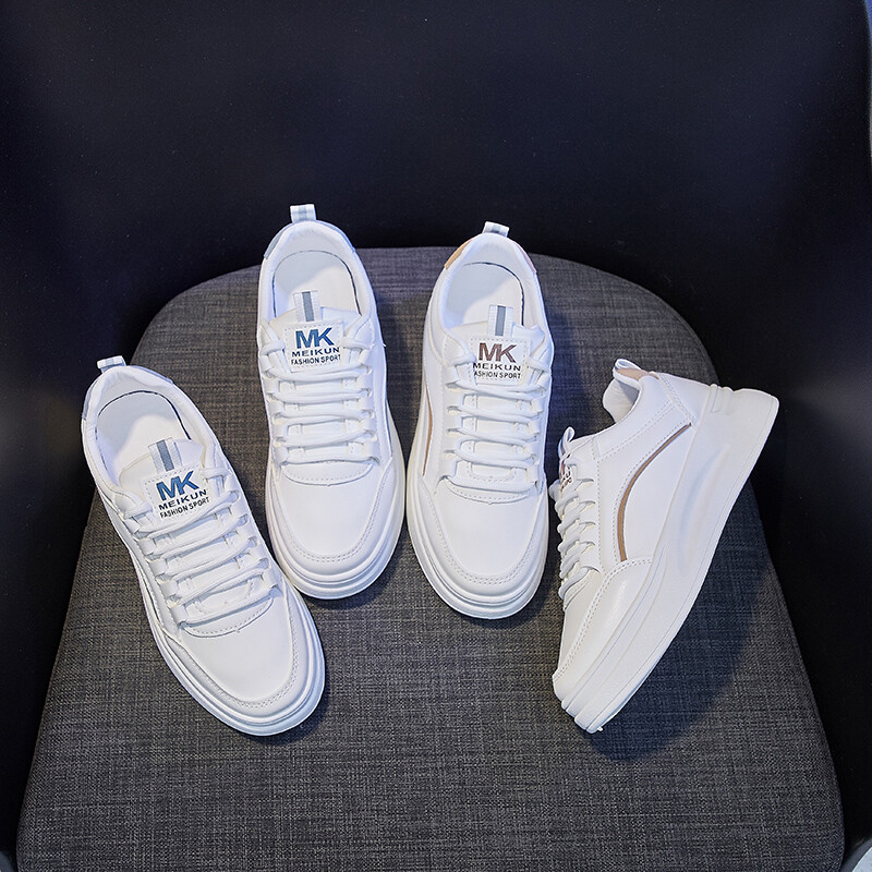 Ženske bijele tenisice Žensko povećanje 4 cm Deblje dno Neklizajuće kožne Ženske debele tenisice Originalne tenisice s platformom Ženske