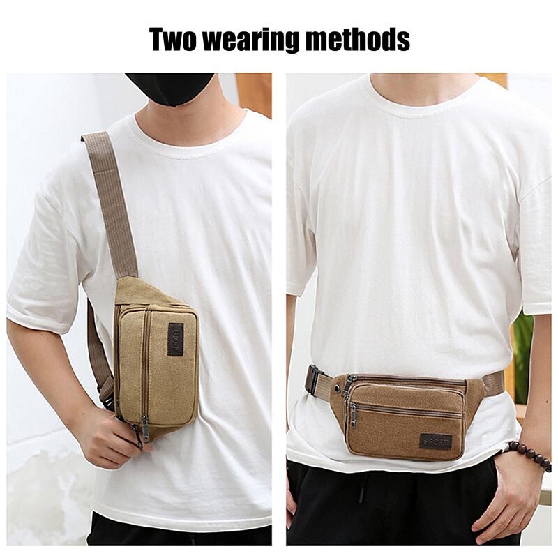 Lõuendist vöökott välispordi jaoks, multifunktsionaalne meeste vöökomplekt, kõrge vastupidavusega suure mahutavusega kotid kaasaskantav telefonikott