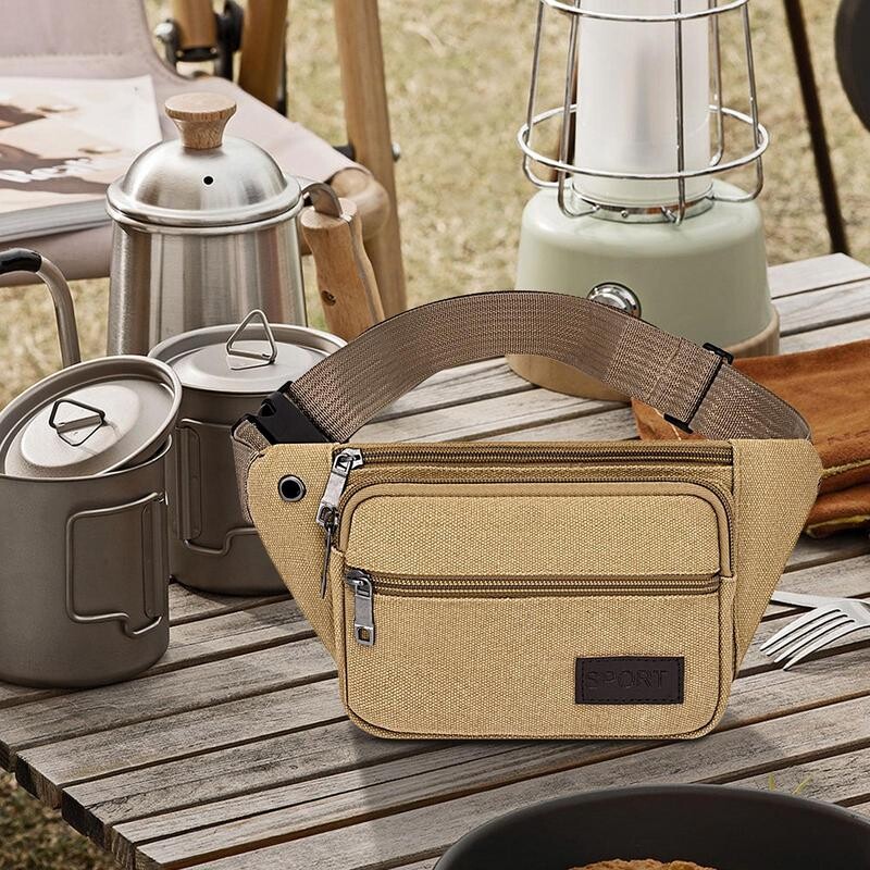 Modne ženske muške torbice oko struka s više džepova, torbica za bedrene torbe, torbica, platnene torbe za pojas, ležerni novčanik