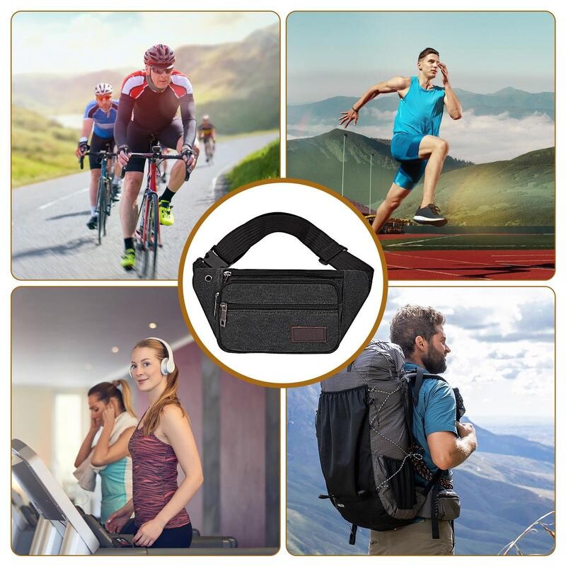 Modne ženske muške torbice oko struka s više džepova, torbica za bedrene torbe, torbica, platnene torbe za pojas, ležerni novčanik