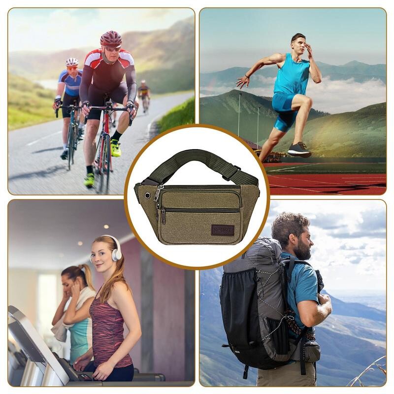 Modne ženske muške torbice oko struka s više džepova, torbica za bedrene torbe, torbica, platnene torbe za pojas, ležerni novčanik