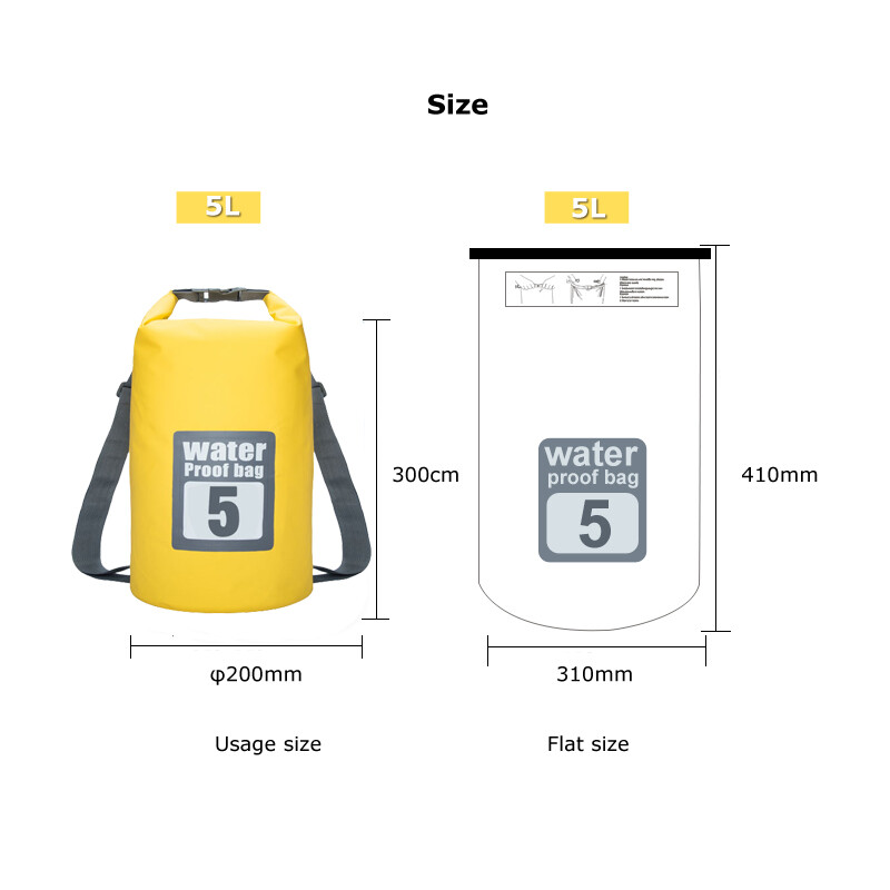 5L vodootporna vodootporna suha torba Vreća za pohranu Torbica Plivanje Kajak Vožnja kanuom Rijeka Trekking Ribolov Dvostruke trake